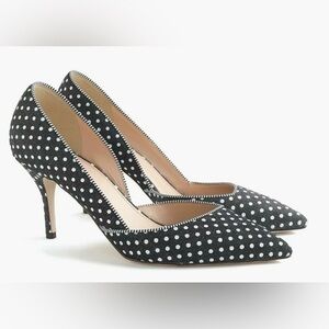 J.Crew Colette D'Orsay Pumps in Navy Denim Polka-Dot, Size 8.5